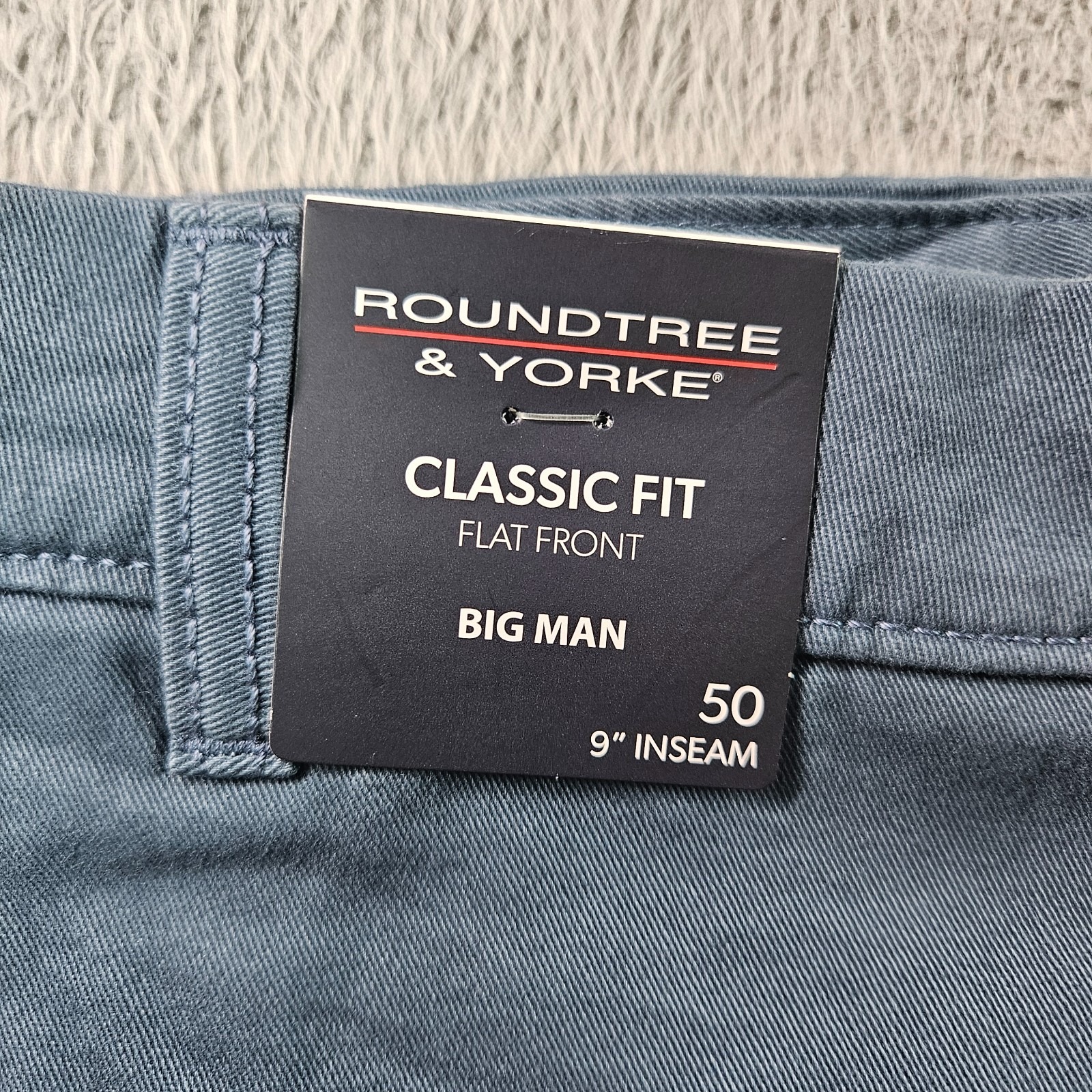 New Roundtree & Yorke The Cloud Shorts Men 50 X 9" Stretch Classic Flat Blue